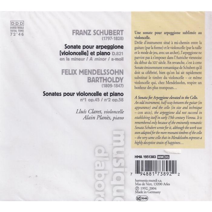 Schubert: Sonate Arpeggione / Mendelssohn: Sonatas - slide-1