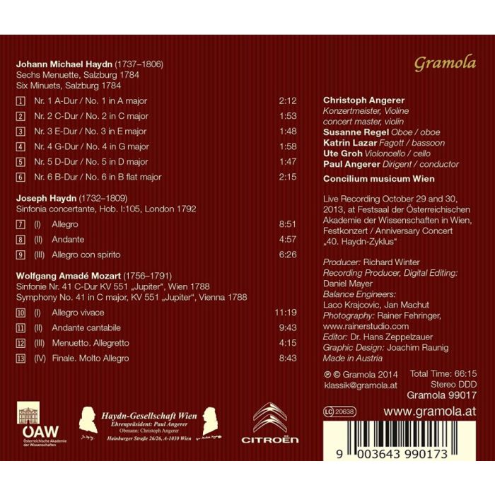 Haydn, Johann Michael: Menuette / Joseph Haydn: Sinfonia concertante /Mozart: Symphony No. 41 „Jupiter“ - slide-1