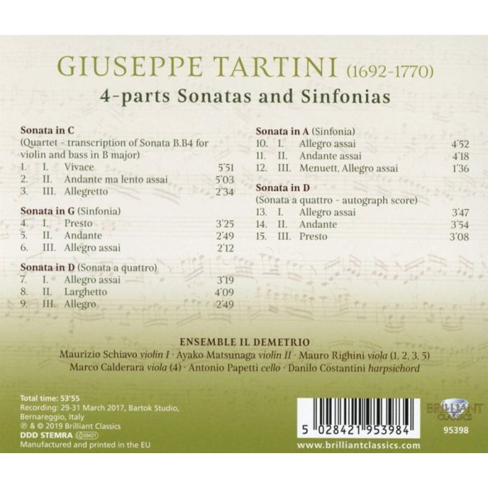 Tartini: 4-parts Sonatas and Sinfonias - slide-1