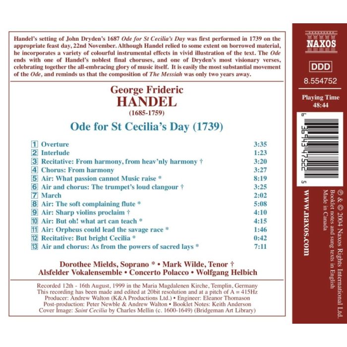 HANDEL: Ode for St. Cecilia's Day - slide-1