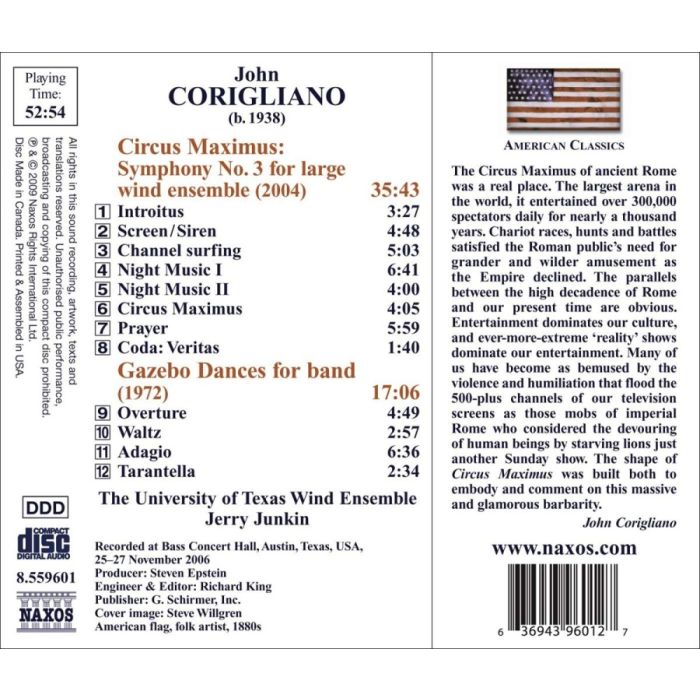 Corigliano: Circus Maximus: Symphony No. 3 for large wind ensemble (2004), Gazebo Dances for band (1972) - slide-1