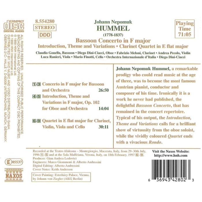 HUMMEL: Bassoon Concerto; Clarinet Quartet - slide-1