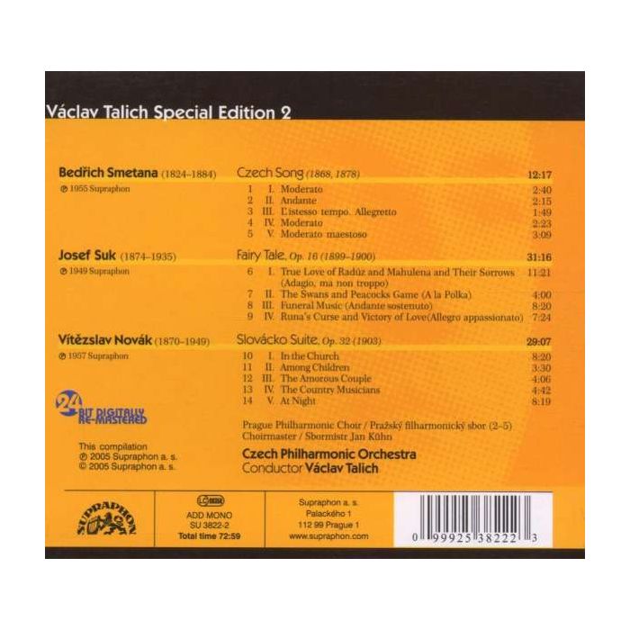 Smetana: Czech Song / Suk: A Fairy Tale / Novák: Slovácko Suite (Talich Special Edition 2) - slide-1