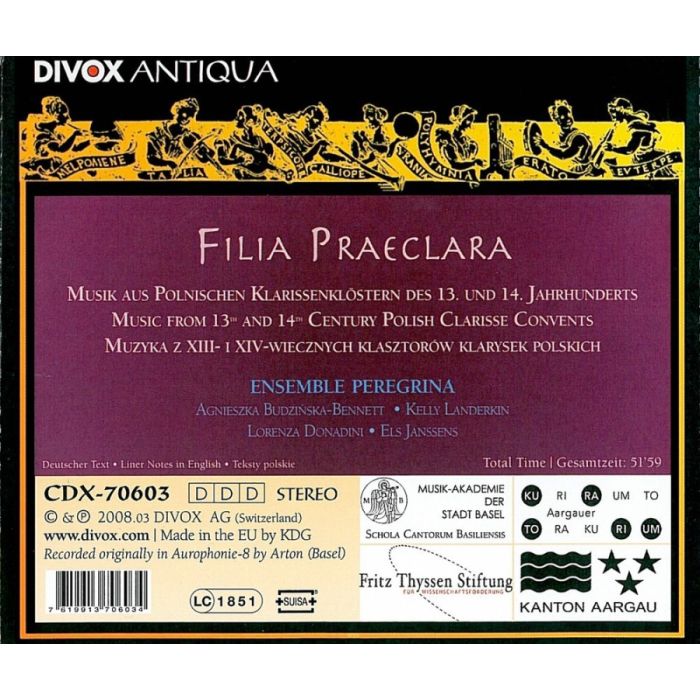FILIA PRAECLARA - Muzyka z 13 i 14 wiecznych klasztorów klarysek - slide-1