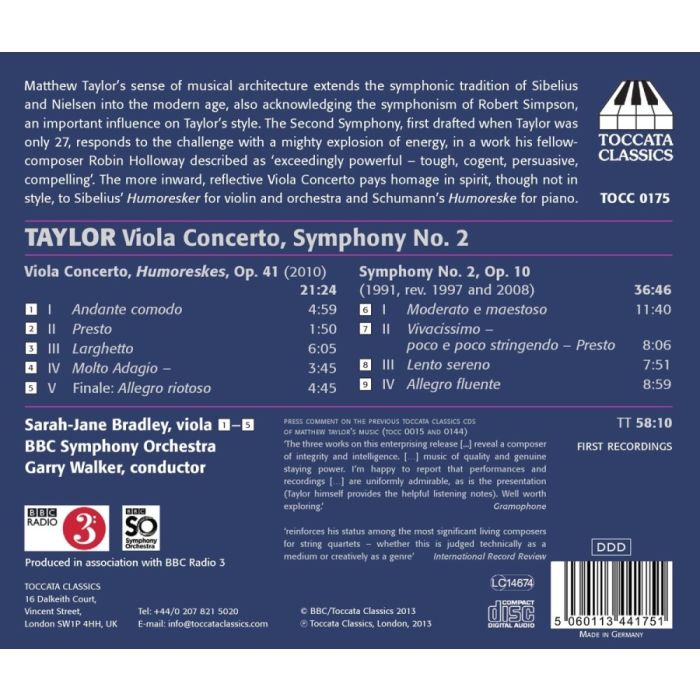 Taylor: Symphony No. 2, Viola Concerto - slide-1
