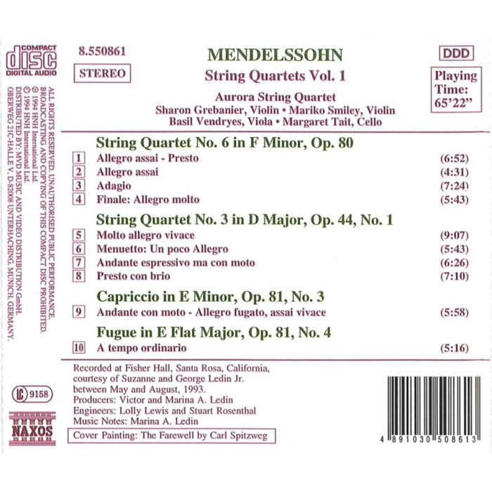Mendelssohn: String Quartets Nos. 3 and 6, Capriccio Op. 81, No. 3 - slide-1