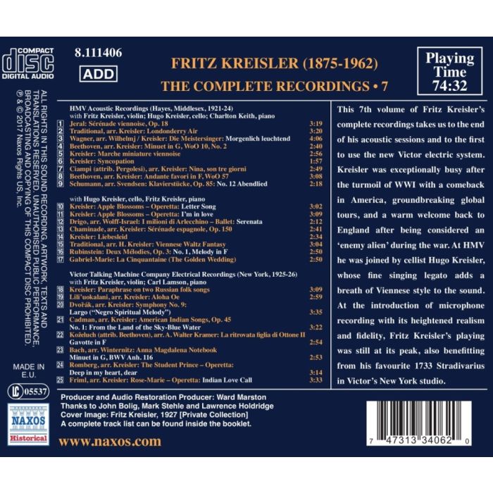 Kreisler: Complete Recordings Vol. 7 (1921-1925) - slide-1