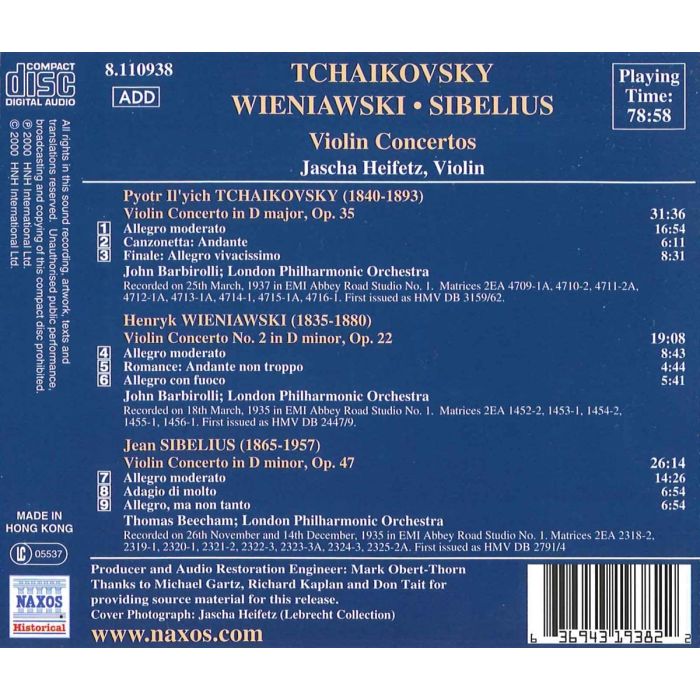 Tchaikovsky/Wieniawski/Sibelius: Violin Concertos - slide-1