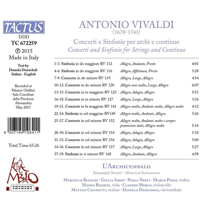 Vivaldi: Concerti and Sinfonie for strings and continuo - slide-1