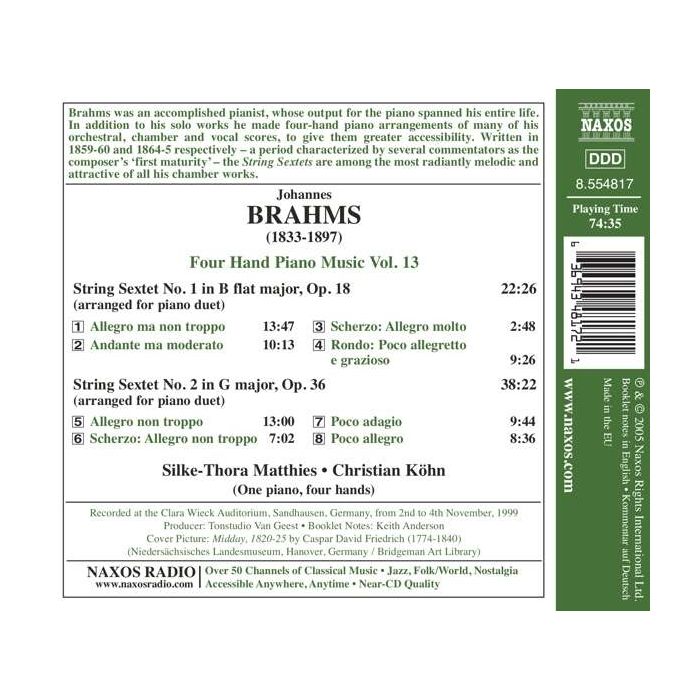 BRAHMS: Four Hand Piano Music Vol. 13 - slide-1