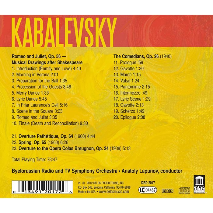 Kabalevsky: Romeo and Juliet, The Comedians, Spring, Overture Pathetique, Colas Breugnon (Overture) - slide-1