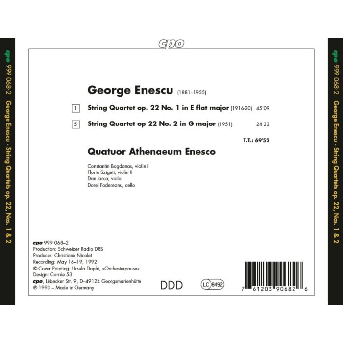 Enescu: String Quartets op. 22 Nos. 1 & 2 - slide-1