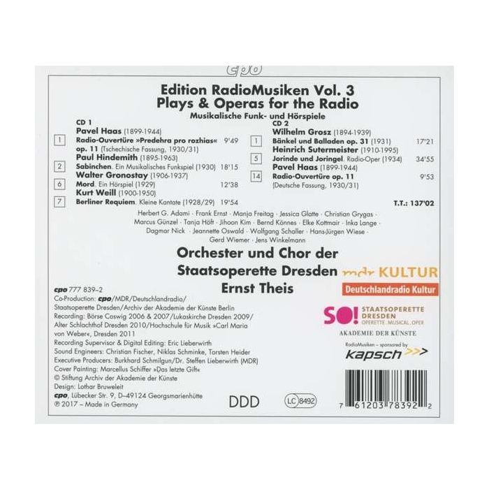 Hindemith, Weil,l Haas: Sutermeister Gronostay/ Grosz: Plays & Operas for the Radio - slide-1