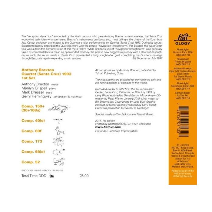 Anthony Braxton Quartet ‎– (Santa Cruz) 1993 1st Set - slide-1