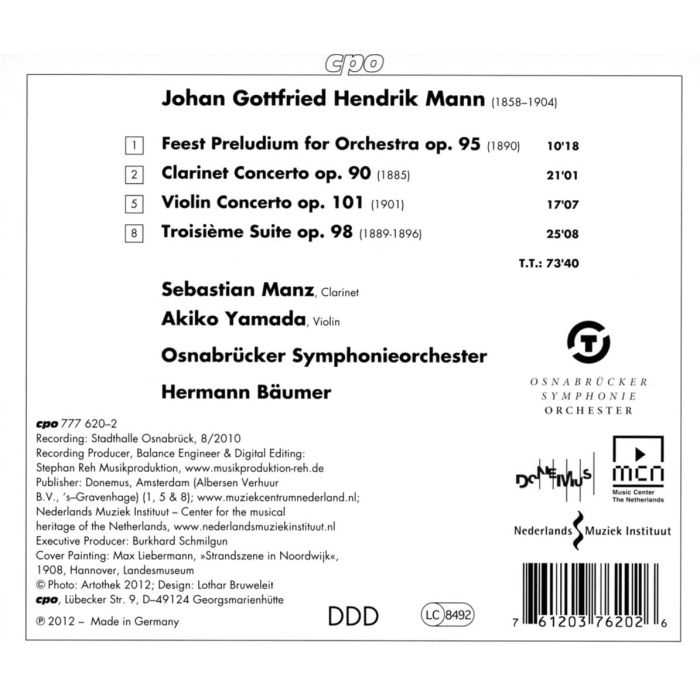 Mann: Clarinet Concerto, Violin Concerto, Feest Preludium, Troisieme Suite - slide-1