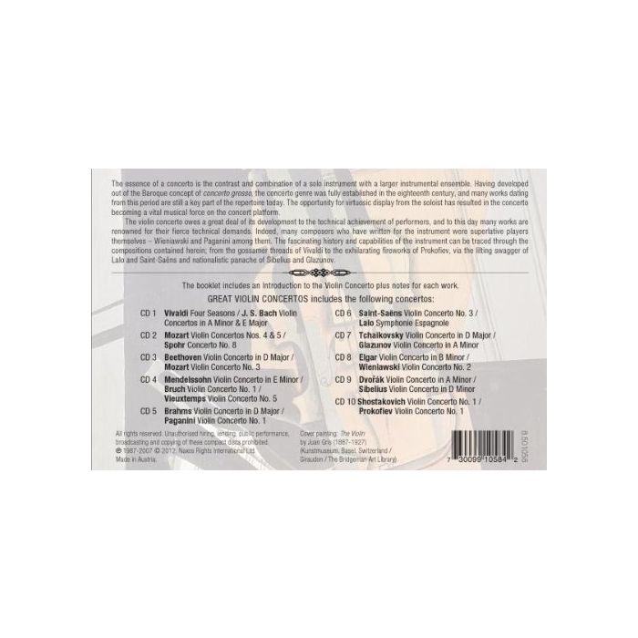 GREAT VIOLIN CONCERTOS (10 CD) - slide-1