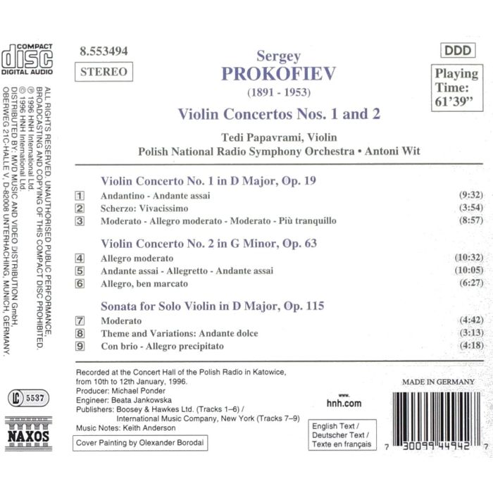 PROKOFIEV: Violin Concertos Nos 1 and 2; Sonata for solo Violin - slide-1