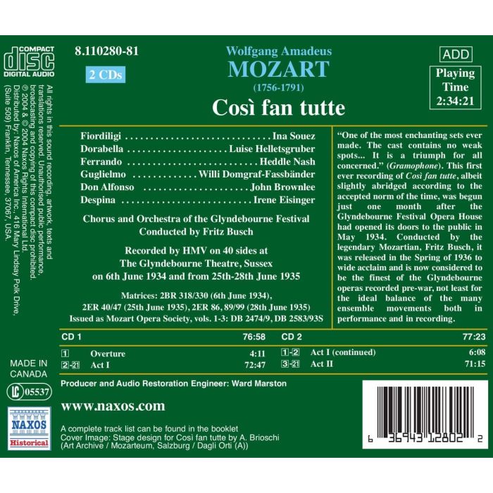 MOZART: Cosi fan tutte (1934-35 - slide-1