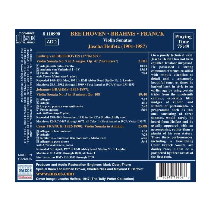 BEETHOVEN / BRAHMS / FRANCK: Violin Sonatas - slide-1