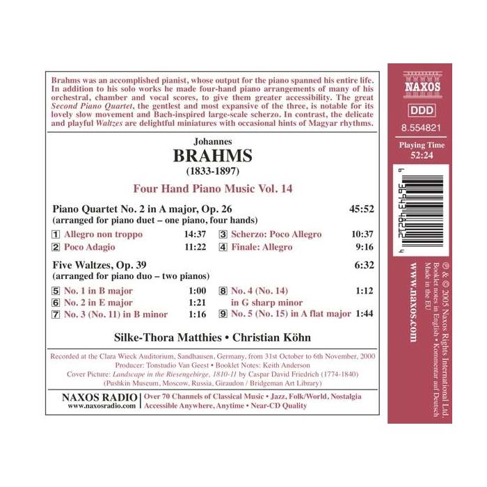 BRAHMS: Four-Hand Piano Music Vol. 14 - slide-1