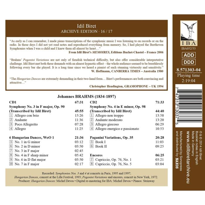 Brahms: Symphonies Nos. 3 & 4 (transcriptions); Hungarian Dances; Paganini Variations - slide-1