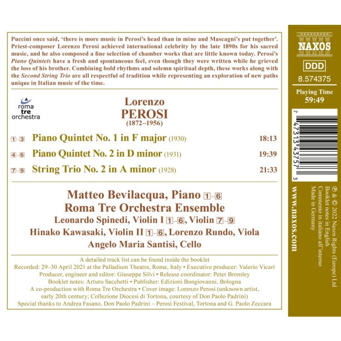 Perosi: Piano Quintets Nos. 1 and 2; String Trio No. 2 - slide-1