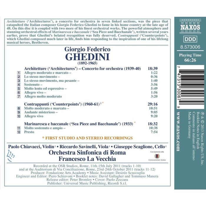 Ghedini: Architetture, Contrappunti, Marinaresca e baccanale - slide-1