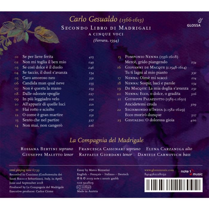 Gesualdo: Secondo libro di madrigali - slide-1