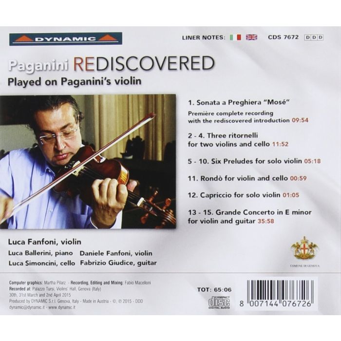 Paganini Rediscovered: Sonata a Preghiera “Mosé”, Three ritornelli, Six Preludes, Capriccio … - slide-1