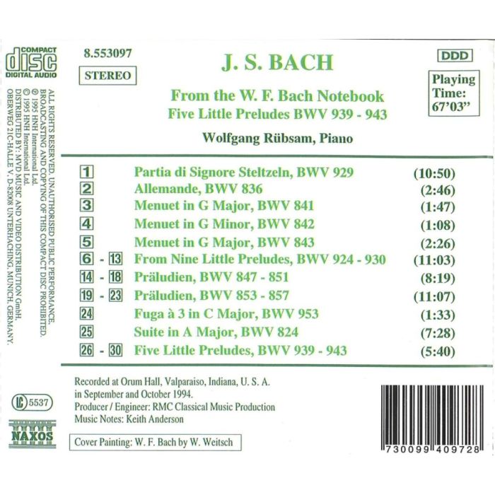 BACH: From the W.F. Bach Notebook, 5 Little Preludes - slide-1