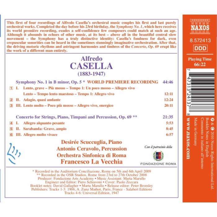 Casella: Symphony No. 1, Concerto for Strings, Piano, Timpani and Percussion - slide-1