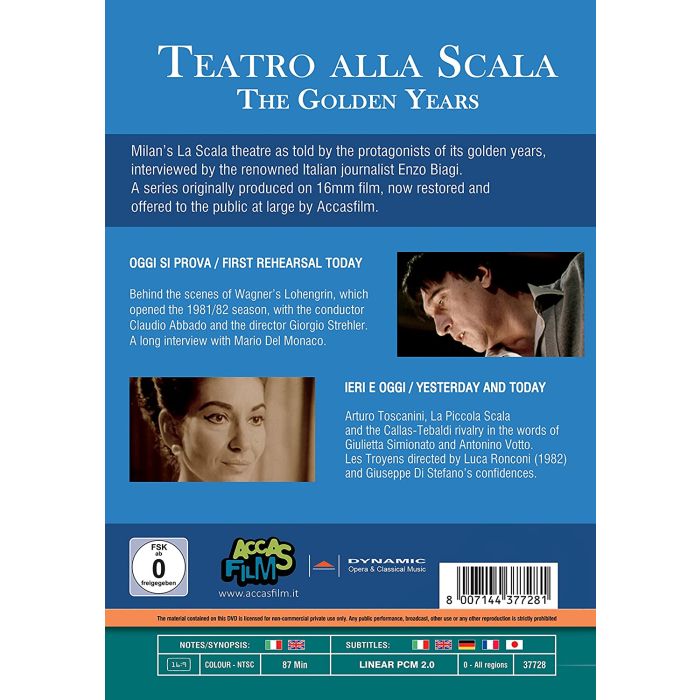 Teatro alla Scala Golden Years Vol. 1 -  Interviews with Maria Callas, Mario Del Monaco, Mirella Freni, Giuseppe Di Stefano - slide-1