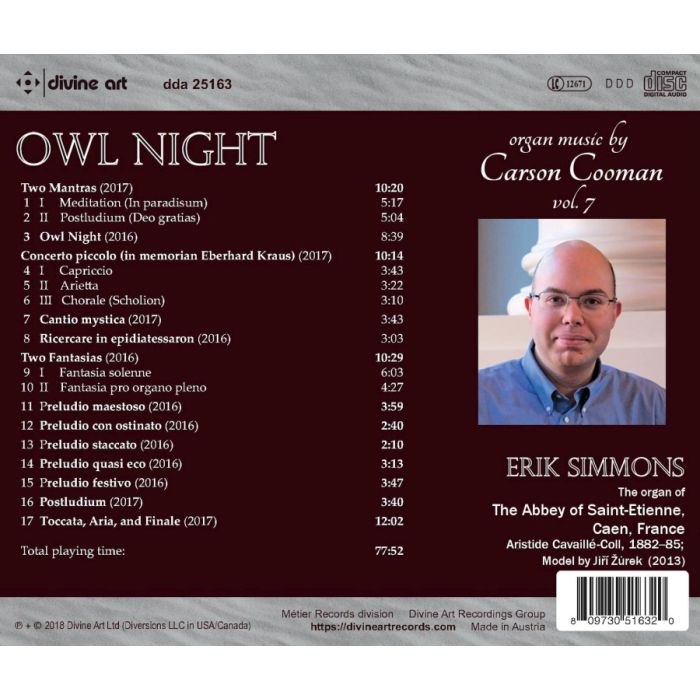 Owl Night - organ music by Carson Cooman vol. 7 - slide-1