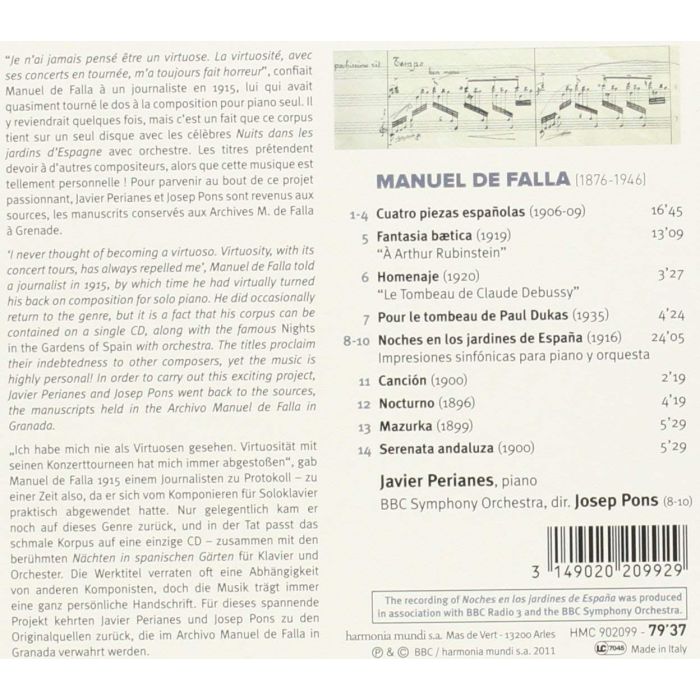 Falla: Noches en los jardines de Espana, Works for solo piano - slide-1
