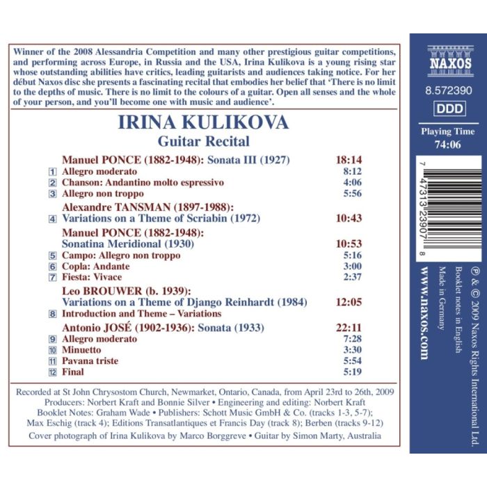 Irina Kulikova - Guitar Recital - Manuel PONCE, Alexandre TANSMAN, Leo BROUWER, Antonio JOSÉ - slide-1