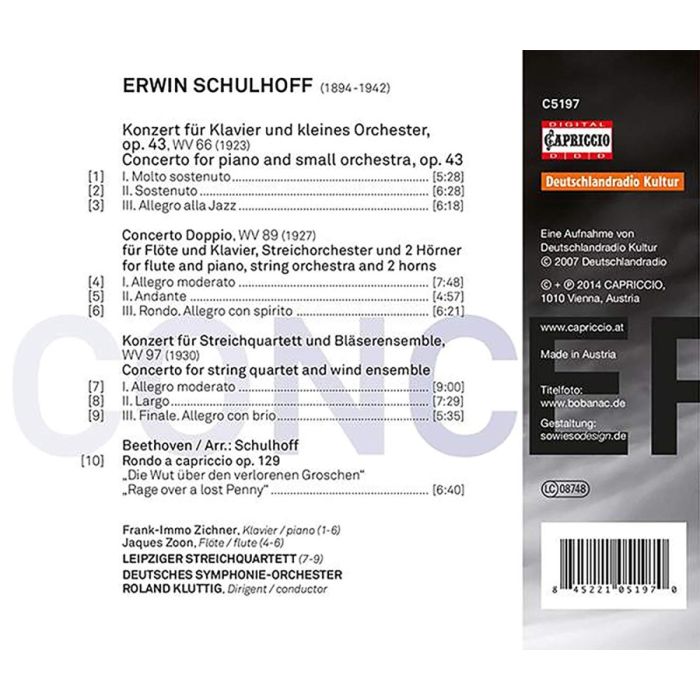 Schulhoff: Concertos - for piano for flute for string quartet - slide-1