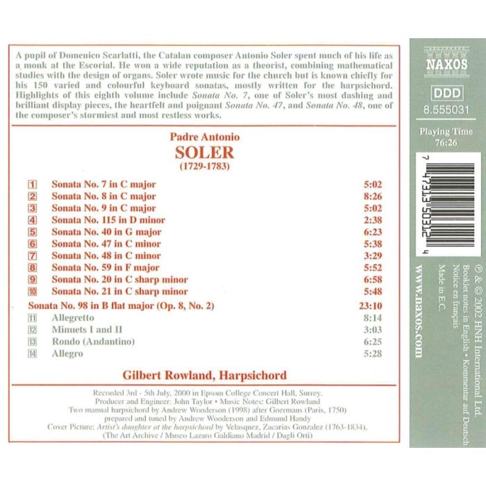 SOLER: Sonatas for Harpsichord, Vol. 8 - slide-1