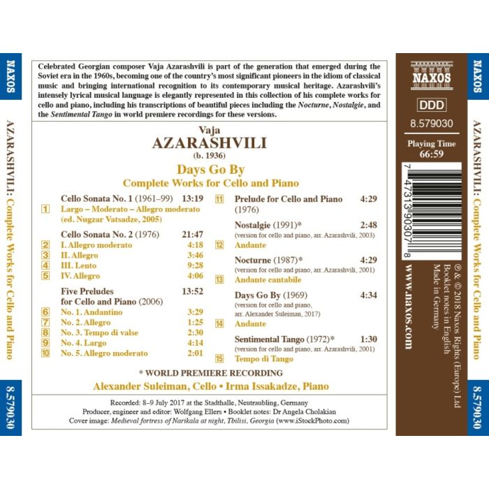 Azarashvili: Days Go By - Complete Works for Cello and Piano - slide-1