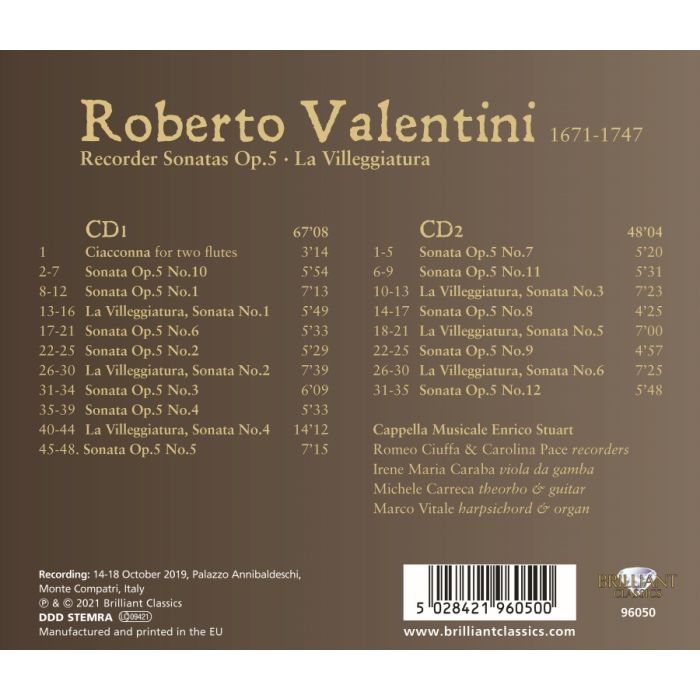 Valentini: Recorder Sonatas Op. 5, La Villeggiatura - slide-1