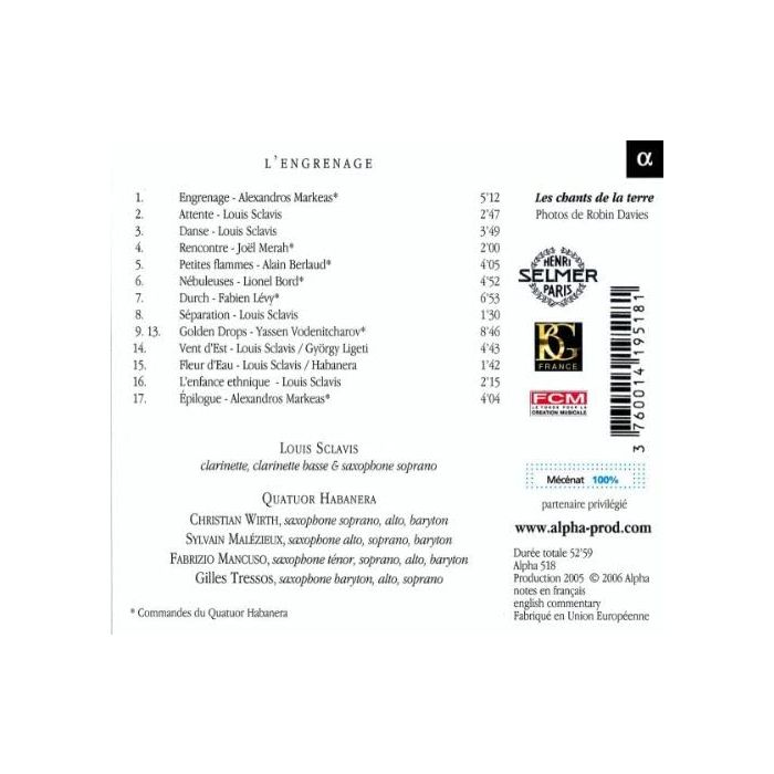 Louis Sclavis & Le Quatuor Habanera* ‎– L'Engrenage - slide-1