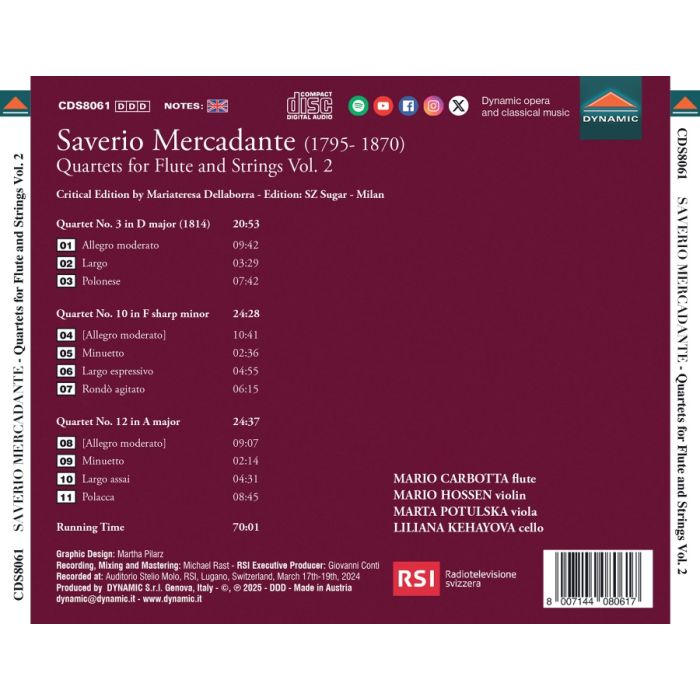 Mercadante: Quartets for Flute & Strings Vol. 2 - slide-1