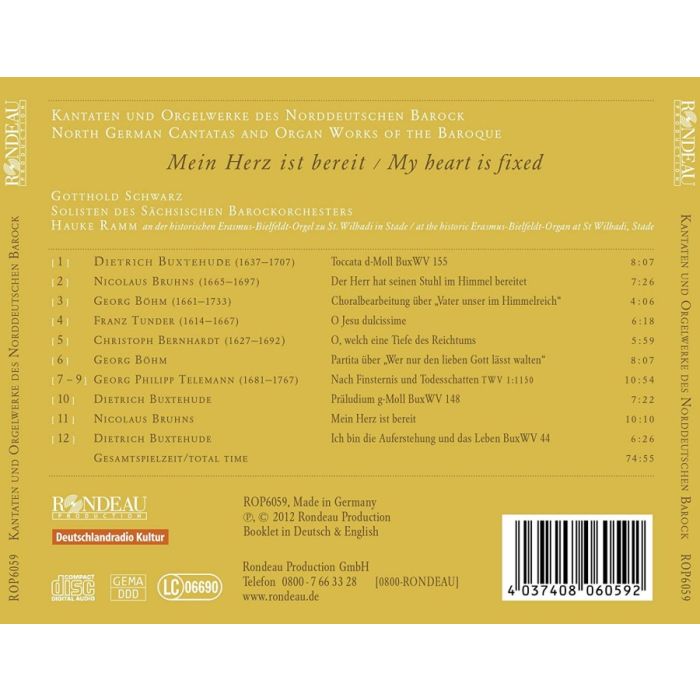 Mein Herz ist bereit - North German Cantatas and Organ Works: Tunder, Buxtehude, Bruhns, Bernhard, Telemann - slide-1