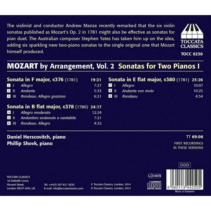 Mozart by Arrangment Vol. 2 - Six Sonatas Op. 2, Nos. 1, 3 & 6 - slide-1