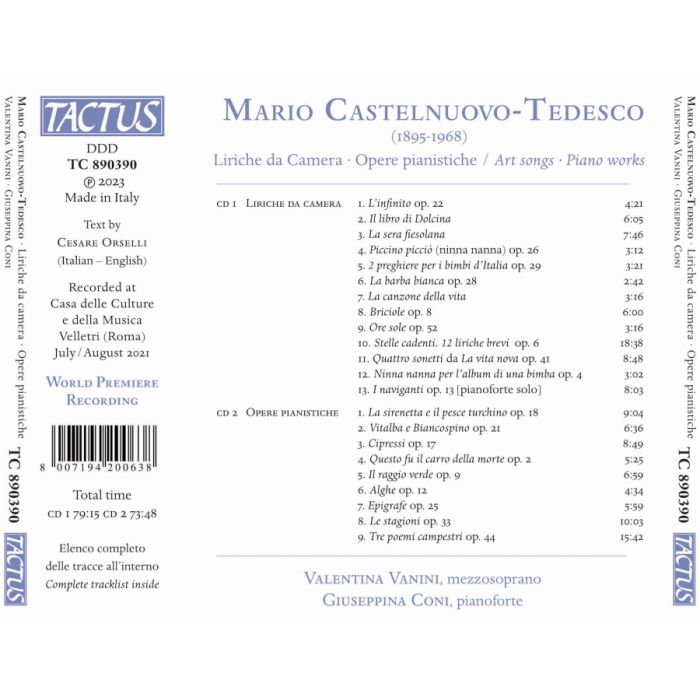 Castelnuovo-Tedesco: Art songs; Piano works - slide-1