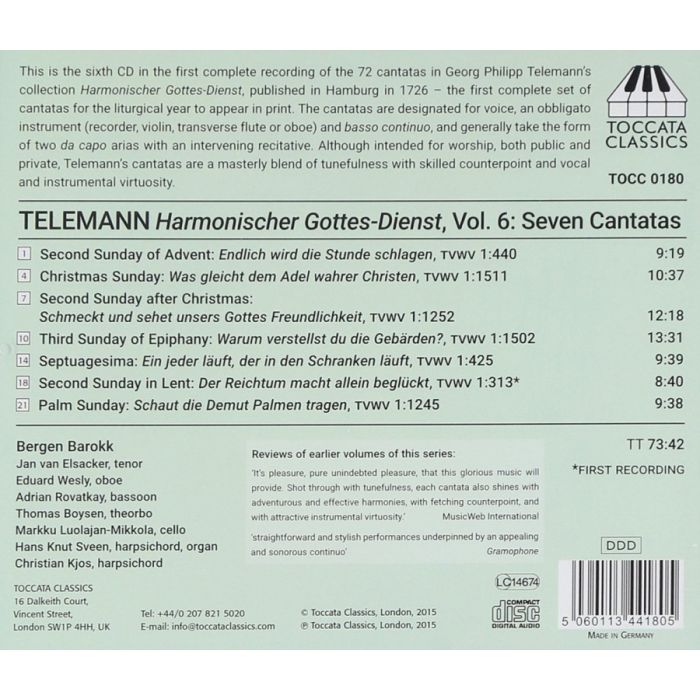 Telemann: Harmonischer Gottes-Dienst Vol. 6 - Seven Cantatas - slide-1