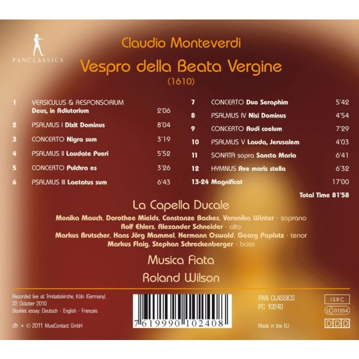 Monteverdi: Vespro della Beata Vergine (1 CD - czas nagrania 81:58) - slide-1