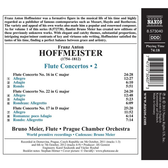 Hoffmeister: Flute Concertos Vol. 2 - Nos.16, 17 and 22 - slide-1