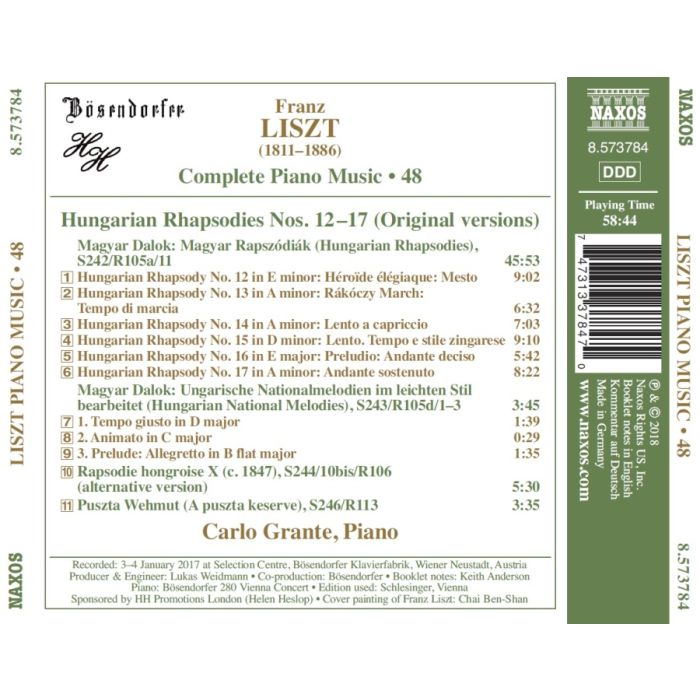 Liszt: Complete Piano Music Vol. 48 - Hungarian Rhapsodies Nos. 12-17 - slide-1