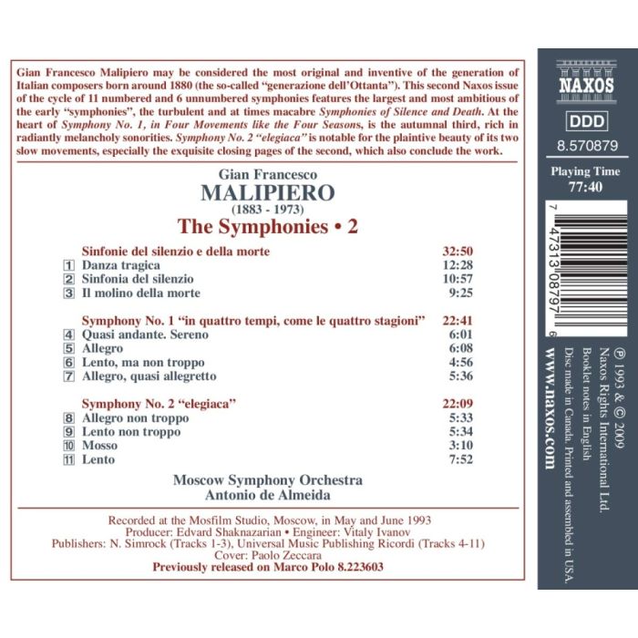 Malipiero: Symphonies Nos. 1 & 2, Sinfonie del silenzio e della morte - slide-1