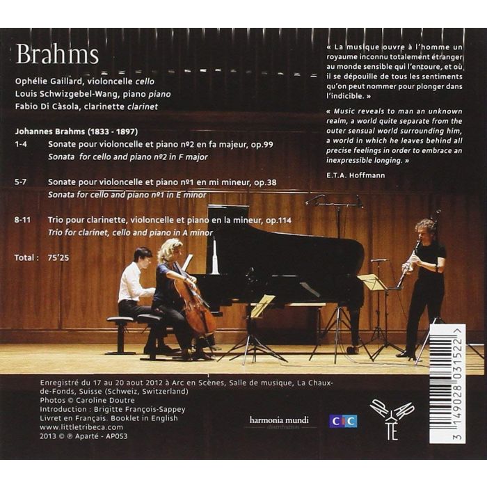 Brahms: Sonatas for cello and piano n° 1 & 2, Trio for clarinet, cello and piano - slide-1